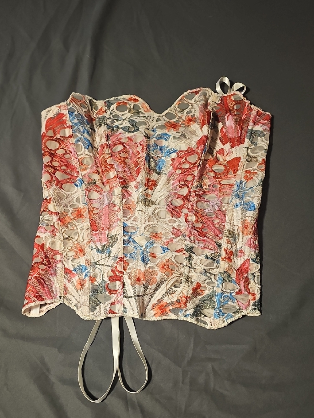 Floral Lace Strapless Corset Top - Multicolor